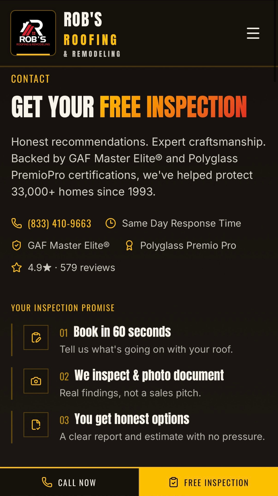 Free inspection on mobile